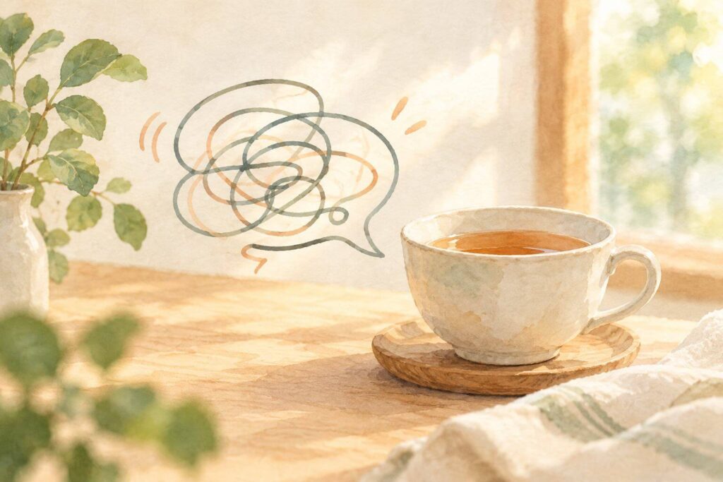 コップと紅茶からでるモヤ