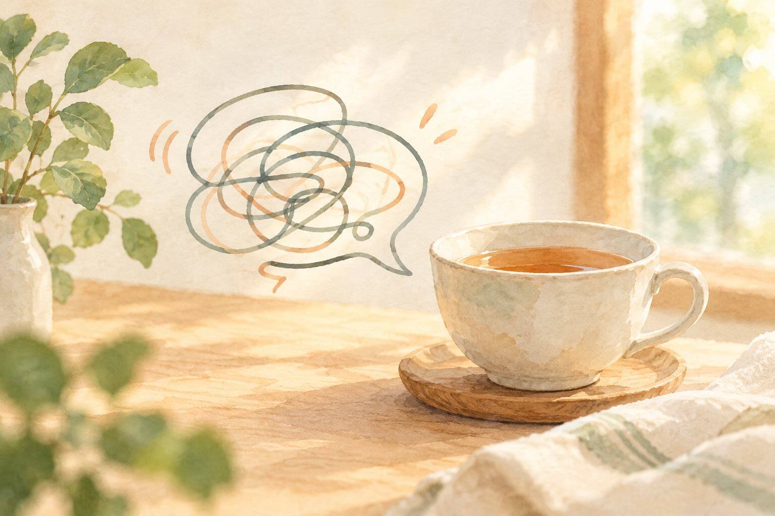 コップと紅茶からでるモヤ