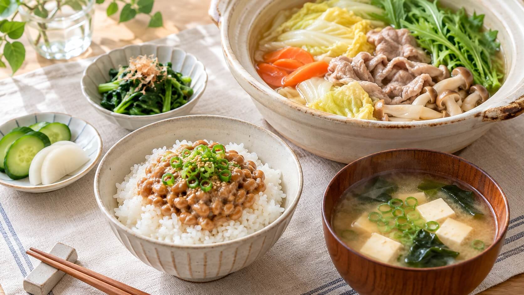 納豆や水炊き、お味噌汁など