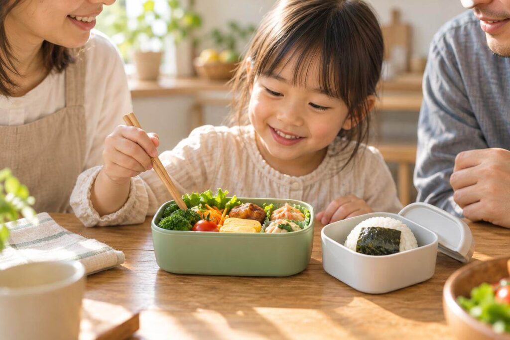 子どもがお弁当を食べる様子