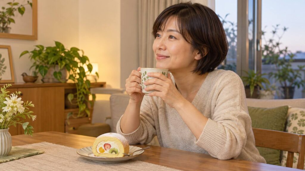 ほっと一息つく女性