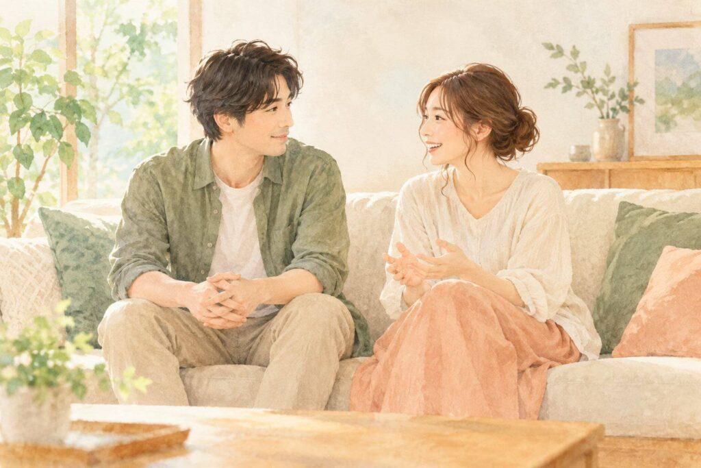 夫婦が話し合う様子