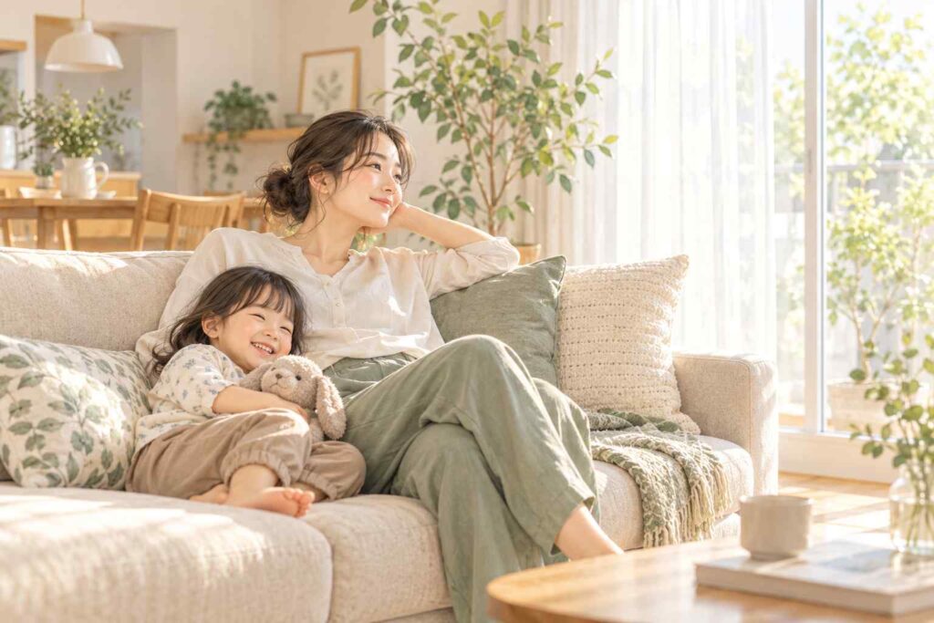 空気がきれいな部屋が家族がくつろぐ